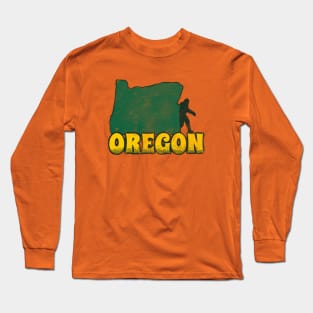 Oregon Bigfoot - distressed retro vintage cryptid Long Sleeve T-Shirt